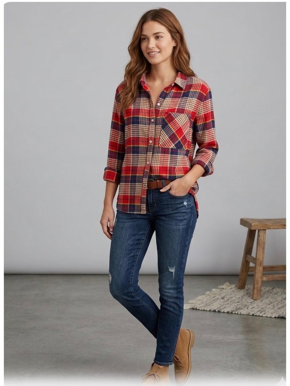 Aerie flannel button up sleepwear top Women’s Size M NWT
